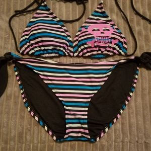 Hot Topic Skull Stripped Swim Suit